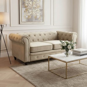 pak-074-000028 KΑΝΑΠΕΣ ΔΙΘΕΣΙΟΣ Τ. CHESTERFIELD PAKOWORLD ΒΕΛΟΥΔΟ ΣΕ ΜΠΕΖ ΑΠΟΧΡΩΣΗ 160X84X67ΕΚ