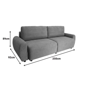 pak-074-000064-5 KΑΝΑΠΕΣ-ΚΡΕΒΑΤΙ ΤΡΙΘΕΣΙΟΣ HUNGIE PAKOWORLD ΥΦΑΣΜΑ ΜΠΕΖ 250X92X89ΕΚ
