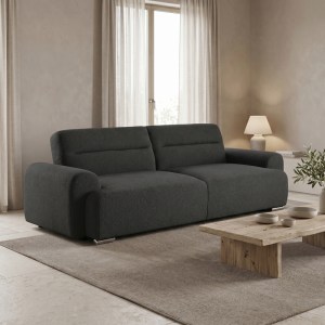 pak-074-000075 KΑΝΑΠΕΣ-ΚΡΕΒΑΤΙ ΤΡΙΘΕΣΙΟΣ HARMONIOUS PAKOWORLD ΑΝΘΡΑΚΙ ΜΠΟΥΚΛΕ ΥΦΑΣΜΑ 223.5X92X81ΕΚ