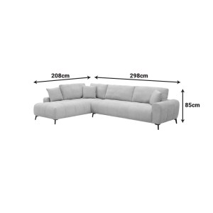pak-074-000079-6 ΓΩΝΙΑΚΟΣ ΚΑΝΑΠΕΣ VENETO PAKOWORLD ΔΕΞΙΑ ΓΩΝΙΑ ΓΚΡΙ ΥΦΑΣΜΑ 298X208X85ΕΚ