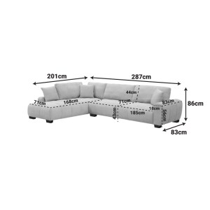 pak-074-000087-6 ΓΩΝΙΑΚΟΣ ΚΑΝΑΠΕΣ VANETO PAKOWORLD ΔΕΞΙΑ ΓΩΝΙΑ ΑΝΘΡΑΚΙ ΥΦΑΣΜΑ 298X208X85ΕΚ