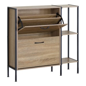 pak-085-000029-2 ΠΑΠΟΥΤΣΟΘΗΚΗ KARLEVA PAKOWORLD 12 ΘΕΣΕΩΝ ΣΕ OAK ΑΠΟΧΡΩΣΗ ΜΕ ΜΑΥΡΟ ΜΕΤΑΛΛΟ 88X24X87ΕΚ