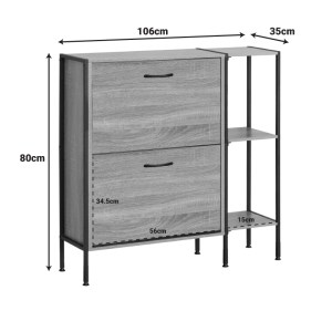 pak-085-000029-5 ΠΑΠΟΥΤΣΟΘΗΚΗ KARLEVA PAKOWORLD 12 ΘΕΣΕΩΝ ΣΕ OAK ΑΠΟΧΡΩΣΗ ΜΕ ΜΑΥΡΟ ΜΕΤΑΛΛΟ 88X24X87ΕΚ