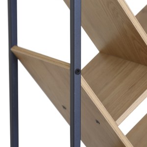 pak-085-000034-2 ΒΙΒΛΙΟΘΗΚΗ ORUNTA PAKOWORLD OAK- ΜΑΥΡΟ ΜΕΤΑΛΛΟ 40X26.5X125ΕΚ
