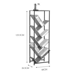 pak-085-000034-4 ΒΙΒΛΙΟΘΗΚΗ ORUNTA PAKOWORLD OAK- ΜΑΥΡΟ ΜΕΤΑΛΛΟ 40X26.5X125ΕΚ