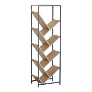 pak-085-000034 ΒΙΒΛΙΟΘΗΚΗ ORUNTA PAKOWORLD OAK- ΜΑΥΡΟ ΜΕΤΑΛΛΟ 40X26.5X125ΕΚ