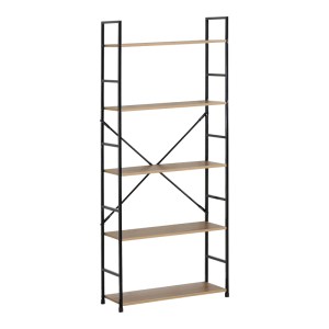 pak-085-000041-1 ΒΙΒΛΙΟΘΗΚΗ MANLO PAKOWORLD OAK ΜΕ ΜΑΥΡΟ ΜΕΤΑΛΛΟ 58.6X23.5X144ΕΚ