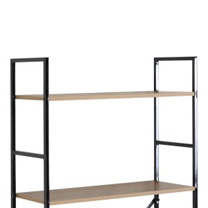 pak-085-000041-3 ΒΙΒΛΙΟΘΗΚΗ MANLO PAKOWORLD OAK ΜΕ ΜΑΥΡΟ ΜΕΤΑΛΛΟ 58.6X23.5X144ΕΚ