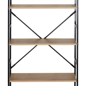 pak-085-000041-4 ΒΙΒΛΙΟΘΗΚΗ MANLO PAKOWORLD OAK ΜΕ ΜΑΥΡΟ ΜΕΤΑΛΛΟ 58.6X23.5X144ΕΚ