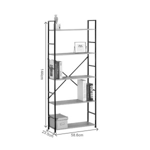 pak-085-000042-4 ΒΙΒΛΙΟΘΗΚΗ MANLO PAKOWORLD ΜΑΥΡΟ ΜΕΤΑΛΛΟ 58.6X23.5X144ΕΚ