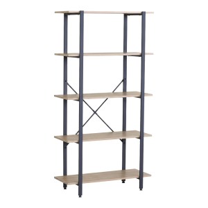 pak-085-000046-1 ΒΙΒΛΙΟΘΗΚΗ NEBRANZO PAKOWORLD OAK ΜΕ ΜΑΥΡΟ ΜΕΤΑΛΛΟ 80X34X155.3ΕΚ