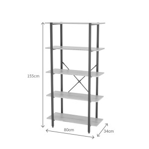 pak-085-000046-3 ΒΙΒΛΙΟΘΗΚΗ NEBRANZO PAKOWORLD OAK ΜΕ ΜΑΥΡΟ ΜΕΤΑΛΛΟ 80X34X155.3ΕΚ