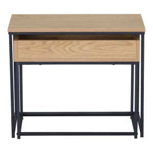 pak-085-000049-2 ΒΟΗΘΗΤΙΚΟ ΤΡΑΠΕΖΙ COFELDA PAKOWORLD ΣΕΤ 2ΤΕΜ OAK ΜΕ ΜΑΥΡΟ ΜΕΤΑΛΛΟ