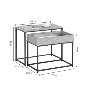 pak-085-000049-3 ΒΟΗΘΗΤΙΚΟ ΤΡΑΠΕΖΙ COFELDA PAKOWORLD ΣΕΤ 2ΤΕΜ OAK ΜΕ ΜΑΥΡΟ ΜΕΤΑΛΛΟ