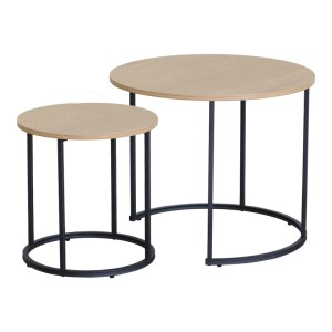 pak-085-000050-1 ΤΡΑΠΕΖΙΑ ΣΑΛΟΝΙΟΥ PELANDA PAKOWORLD ΣΕΤ 2ΤΕΜ OAK ΜΕ ΜΑΥΡΟ ΜΕΤΑΛΛΟ
