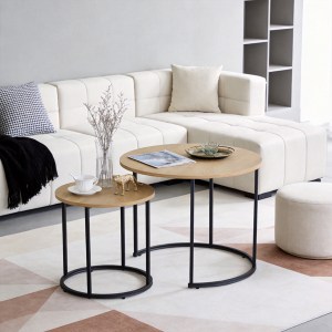 pak-085-000050 ΤΡΑΠΕΖΙΑ ΣΑΛΟΝΙΟΥ PELANDA PAKOWORLD ΣΕΤ 2ΤΕΜ OAK ΜΕ ΜΑΥΡΟ ΜΕΤΑΛΛΟ