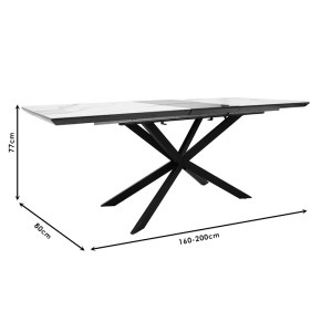 pak-101-000036-8 ΤΡΑΠΕΖΙ ΕΠΕΚΤΕΙΝΟΜΕΝΟ PALAN PAKOWORLD SINTERED STONE ΣΕ ΟΨΗ ΜΑΡΜΑΡΟΥ - ΜΑΥΡΟ ΜΕΤΑΛΛΟ 160-200X80X77ΕΚ