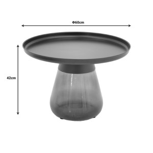 pak-101-000105-4 ΒΟΗΘΗΤΙΚΟ ΤΡΑΠΕΖΙ KUNLO INART ΜΑΥΡΟ ΜΕΤΑΛΛΟ-ΜΑΥΡΟ ΓΥΑΛΙ Φ60X42ΕΚ