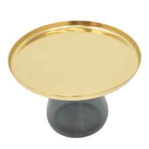 pak-101-000106-1 ΒΟΗΘΗΤΙΚΟ ΤΡΑΠΕΖΙ LAFO INART ΧΡΥΣΟ ΧΡΩΜΙΟ-ΜΑΥΡΟ ΓΥΑΛΙ Φ60X42ΕΚ