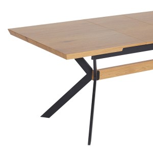 pak-101-000120-2 ΤΡΑΠΕΖΙ JESSAMY PAKOWORLD ΕΠΕΚΤΕΙΝΟΜΕΝΟ MDF 43MM ΣΕ ΦΥΣΙΚΗ ΑΠΟΧΡΩΣΗ ΚΑΙ ΠΟΔΙ ΜΕΤΑΛΛΙΚΟ ΜΑΥΡΟ 160/200X90X76ΕΚ