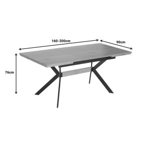 pak-101-000120-4 ΤΡΑΠΕΖΙ JESSAMY PAKOWORLD ΕΠΕΚΤΕΙΝΟΜΕΝΟ MDF 43MM ΣΕ ΦΥΣΙΚΗ ΑΠΟΧΡΩΣΗ ΚΑΙ ΠΟΔΙ ΜΕΤΑΛΛΙΚΟ ΜΑΥΡΟ 160/200X90X76ΕΚ