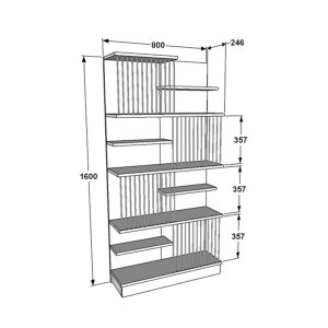 pak-120-000365-3 ΒΙΒΛΙΟΘΗΚΗ GASSIM PAKOWORLD ΜΑΥΡΟ-ΚΑΡΥΔΙ-ΛΕΥΚΟ 80X24.6X160ΕΚ