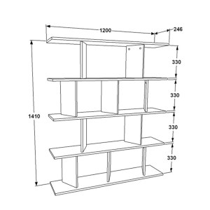 pak-120-000369-2 ΒΙΒΛΙΟΘΗΚΗ RATU PAKOWORLD SONOMA-ΜΑΥΡΟ 120X24,6X141ΕΚ