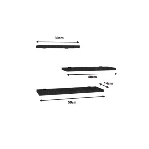pak-120-000466-1 ΡΑΦΙΕΡΑ ΤΟΙΧΟΥ LEILA PAKOWORLD ΣΕΤ 3ΤΕΜ ΜΕΛΑΜΙΝΗ ΣΕ ΛΕΥΚΗ ΑΠΟΧΡΩΣΗ 40X14X2ΕΚ