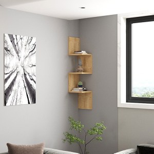 pak-120-000561-1 ΡΑΦΙΕΡΑ ΓΩΝΙΑΚΗ ΤΟΙΧΟΥ INSTA PAKOWORLD ΣΕ OAK ΑΠΟΧΡΩΣΗ 25X25X105,5ΕΚ