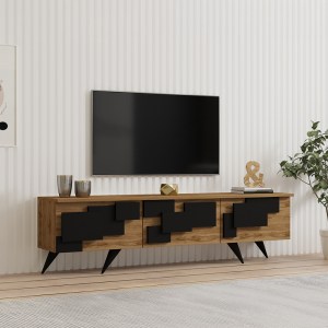 pak-120-000669 ΕΠΙΠΛΟ ΤΗΛΕΟΡΑΣΗΣ TRIDA PAKOWORLD OAK ΜΕ ΜΑΥΡΟ 160X35X45ΕΚ