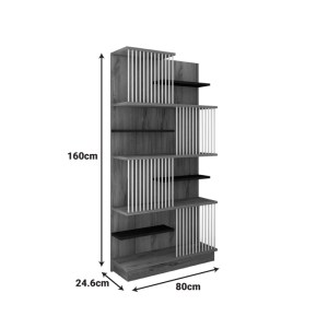 pak-120-000670-4 ΒΙΒΛΙΟΘΗΚΗ GASSIM PAKOWORLD SONOMA ΜΕ ΑΝΘΡΑΚΙ ΚΑΙ ΛΕΥΚΟ 80X24.6X160ΕΚ