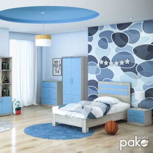 pak-123-000076-1 ΚΡΕΒΑΤΙ ΠΑΙΔΙΚΟ LOONEY PAKOWORLD ΣΕ ΧΡΩΜΑ CASTILLO-ΜΠΛΕ 100X200ΕΚ