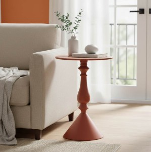 pak-128-000056 ΒΟΗΘΗΤΙΚΟ ΤΡΑΠΕΖΙ LALOU PAKOWORLD ΜΕΤΑΛΛΟ ΣΕ ΑΠΟΧΡΩΣΗ TERRACOTTA Φ40X55ΕΚ