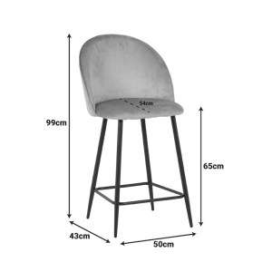 pak-128-000070-6 ΣΚΑΜΠΟ ΜΠΑΡ ΜΕΣΑΙΟΥ ΥΨΟΥΣ PERCH PAKOWORLD ΒΕΛΟΥΔΟ ΣΕ ΓΚΡΙ ΑΠΟΧΡΩΣΗ ΜΕ ΜΑΥΡΑ ΜΕΤΑΛΛΙΚΑ ΠΟΔΙΑ 50X43X99ΕΚ