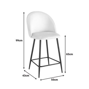 pak-128-000078-7 ΣΚΑΜΠΟ ΜΠΑΡ ΜΕΣΑΙΟΥ ΥΨΟΥΣ PERCH PAKOWORLD ΒΕΛΟΥΔΟ ΚΡΕΜ- ΜΑΥΡΑ ΜΕΤΑΛΛΙΚΑ ΠΟΔΙΑ 50X43X99ΕΚ