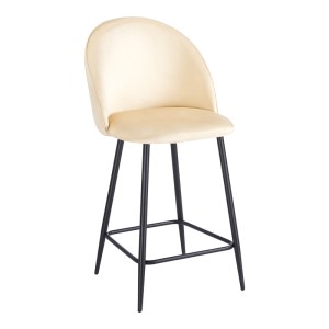 pak-128-000078 ΣΚΑΜΠΟ ΜΠΑΡ ΜΕΣΑΙΟΥ ΥΨΟΥΣ PERCH PAKOWORLD ΒΕΛΟΥΔΟ ΚΡΕΜ- ΜΑΥΡΑ ΜΕΤΑΛΛΙΚΑ ΠΟΔΙΑ 50X43X99ΕΚ