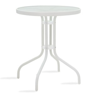 pak-130-000001 ΤΡΑΠΕΖΙ WATSON PAKOWORLD ΜΕΤΑΛΛΟ ΛΕΥΚΟ-ΓΥΑΛΙ Φ60X70ΕΚ