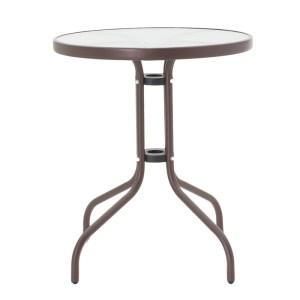 pak-130-000003-1 ΤΡΑΠΕΖΙ ΚΗΠΟΥ WATSON PAKOWORLD ΜΕΤΑΛΛΟ ΚΑΦΕ-ΓΥΑΛΙ Φ60X70ΕΚ