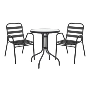 pak-130-000118 ΤΡΑΠΕΖΑΡΙΑ WATSON-SUSSIE PAKOWORLD ΣΕΤ 3ΤΕΜ ΜΕΤΑΛΛΟ ΜΑΥΡΟ-ΓΥΑΛΙ Φ60X70ΕΚ