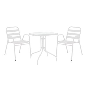 pak-130-000124 ΤΡΑΠΕΖΑΡΙΑ WATSON-SUSSIE PAKOWORLD ΣΕΤ 3ΤΕΜ ΜΕΤΑΛΛΟ ΛΕΥΚΟ- ΓΥΑΛΙ 70X70X70ΕΚ