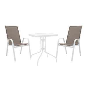 pak-130-000126 ΤΡΑΠΕΖΑΡΙΑ WATSON-CALAN PAKOWORLD ΣΕΤ 3ΤΕΜ ΜΕΤΑΛΛΟ ΛΕΥΚΟ- ΓΥΑΛΙ 70X70X70ΕΚ