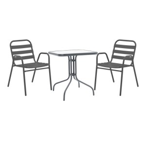 pak-130-000135 ΤΡΑΠΕΖΑΡΙΑ WATSON-SUSSIE PAKOWORLD 3ΤΕΜ ΜΕΤΑΛΛΟ ΑΝΘΡΑΚΙ-ΓΥΑΛΙ 70X70X70ΕΚ