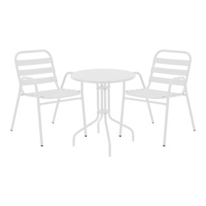 pak-130-000143 ΤΡΑΠΕΖΑΡΙΑ VERGO-SUSSIE PAKOWORLD ΣΕΤ 3ΤΕΜ ΛΕΥΚΟ ΜΕΤΑΛΛΟ Φ60X70ΕΚ