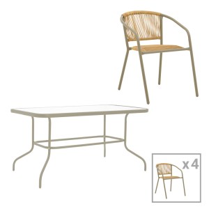 pak-130-000176 ΤΡΑΠΕΖΑΡΙΑ VALOR-LINDARIA PAKOWORLD ΣΕΤ 5ΤΕΜ ΜΕΤΑΛΛΟ ΣΕ ΣΑΜΠΑΝΙΖΕ ΚΑΙ PE RATTAN ΣΕ ΦΥΣΙΚΗ ΑΠΟΧΡΩΣΗ 110X60X70ΕΚ