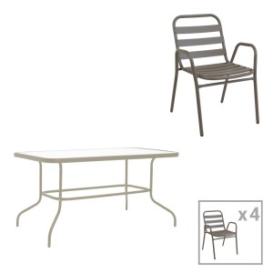 pak-130-000177 ΤΡΑΠΕΖΑΡΙΑ VALOR-SUSSIE PAKOWORLD ΣΕΤ 5ΤΕΜ ΜΕΤΑΛΛΟ ΣΕ ΣΑΜΠΑΝΙΖΕ ΦΥΣΙΚΗ ΑΠΟΧΡΩΣΗ 110X60X70ΕΚ