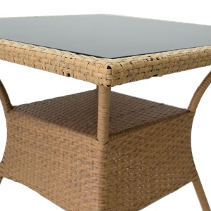 pak-140-000035-2 ΤΡΑΠΕΖΙ LAURA PAKOWORLD ΜΕΤΑΛΛΟ-PE RATTAN ΦΥΣΙΚΟ 80X80X75ΕΚ