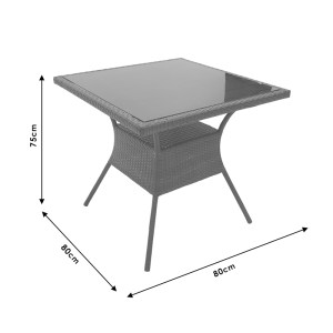 pak-140-000035-3 ΤΡΑΠΕΖΙ LAURA PAKOWORLD ΜΕΤΑΛΛΟ-PE RATTAN ΦΥΣΙΚΟ 80X80X75ΕΚ