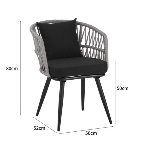 pak-140-000064-7 ΤΡΑΠΕΖΑΡΙΑ NAOKI ΣΕΤ 5 ΤΕΜ PAKOWORLD ΓΥΑΛΙΝΟ- PE RATTAN ΣΕ ΦΥΣΙΚΗ ΑΠΟΧΡΩΣΗ ΜΕ ΜΑΥΡΑ ΠΟΔΙΑ 140X80X78ΕΚ