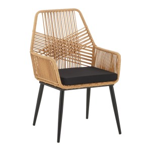 pak-140-000067-1 ΤΡΑΠΕΖΑΡΙΑ NAOKI-TANISH ΣΕΤ 5 ΤΕΜ PAKOWORLD ΓΥΑΛΙΝΟ- PE RATTAN ΣΕ ΦΥΣΙΚΗ ΑΠΟΧΡΩΣΗ ΜΕ ΜΑΥΡΑ ΠΟΔΙΑ 140X80X78ΕΚ