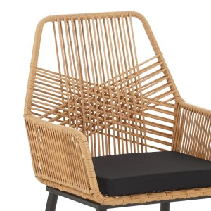 pak-140-000067-3 ΤΡΑΠΕΖΑΡΙΑ NAOKI-TANISH ΣΕΤ 5 ΤΕΜ PAKOWORLD ΓΥΑΛΙΝΟ- PE RATTAN ΣΕ ΦΥΣΙΚΗ ΑΠΟΧΡΩΣΗ ΜΕ ΜΑΥΡΑ ΠΟΔΙΑ 140X80X78ΕΚ